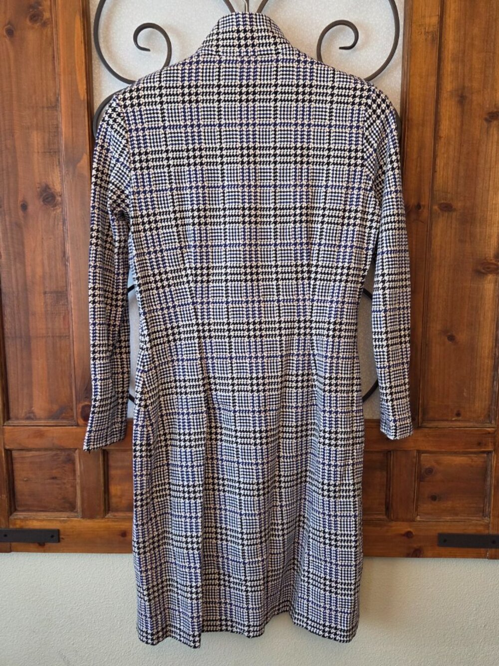 J. McLaughlin Ponte Houndstooth Aspen Glenn Dress Size M Bedford Midi Longsleeve - Picture 7 of 11